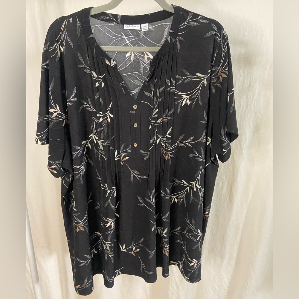 Croft & Barrow EUC black textured stretchy blouse 3x